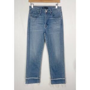 3x1 Womens 28 Cropped Frayed Tiered Straight Leg Jeans Holden Wash Double Hem